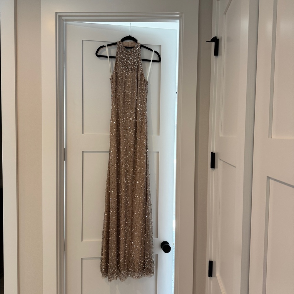 Elegant Sequin Gown with Halter Top